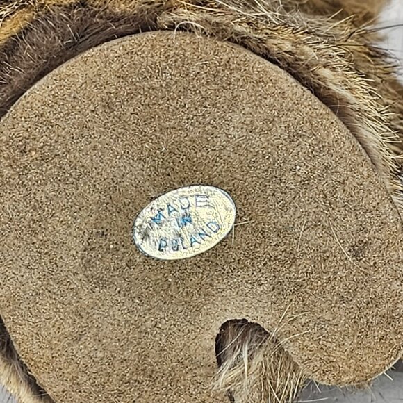 Vintage Handmade Fur Leather Suede Elephant Mammoth Figurine Poland - Picture 5 of 8